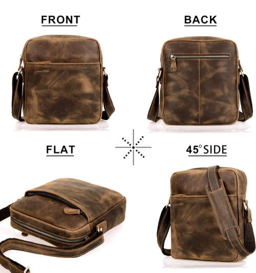 Full Grain Leather All In One Messenger Bag - Fits A4 Books and Most Tablets and iPads