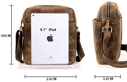 Full Grain Leather All In One Messenger Bag - Fits A4 Books and Most Tablets and iPads