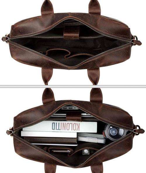 15 Inch Full Grain Leather Briefcase, Messenger Bag, Fits Mac book, Laptop, iPad, Mobile Phone