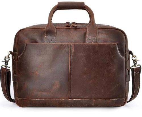 15 Inch Full Grain Leather Briefcase, Messenger Bag, Fits Mac book, Laptop, iPad, Mobile Phone