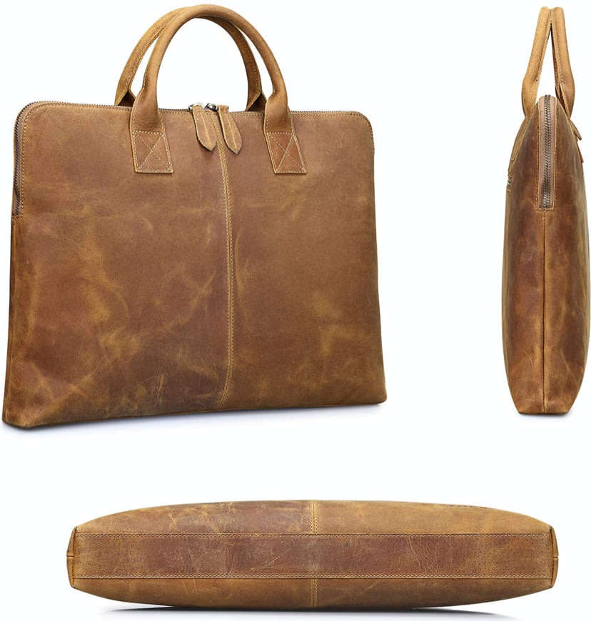 15 Inch Full Grain Leather Briefcase, Messenger Bag, Fits Mac book, Laptop, iPad, Mobile Phone