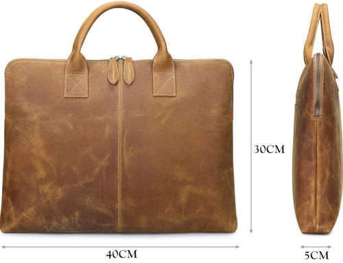 15 Inch Full Grain Leather Briefcase, Messenger Bag, Fits Mac book, Laptop, iPad, Mobile Phone