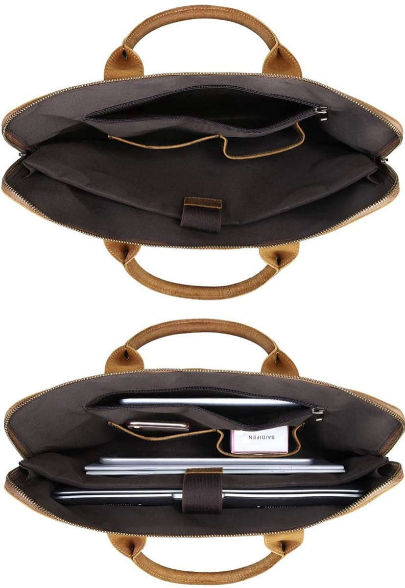 15 Inch Full Grain Leather Briefcase, Messenger Bag, Fits Mac book, Laptop, iPad, Mobile Phone