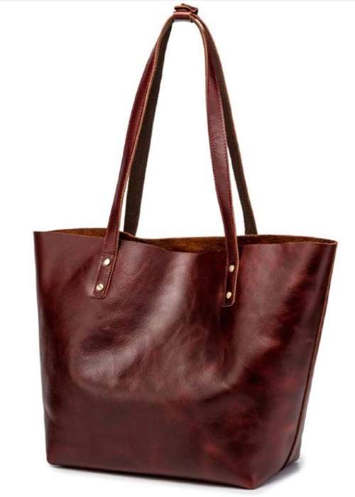 Full Grain Leather Classic Tote Handbag, Shoulder Bag - Toffee Colour Available