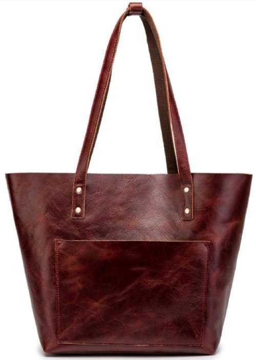 Full Grain Leather Classic Tote Handbag, Shoulder Bag - Toffee Colour Available