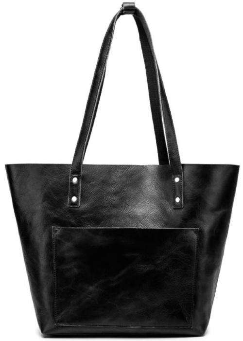 Full Grain Leather Classic Tote Handbag, Shoulder Bag - Black Colour Available