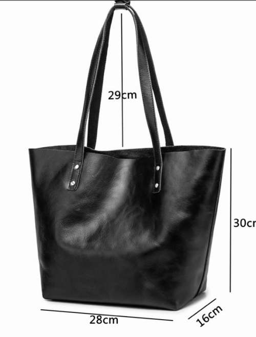 Full Grain Leather Classic Tote Handbag, Shoulder Bag - Black Colour Available