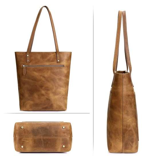 Women Genuine Leather Shoulder Tote Bag Purse Large Handbag - Carries up to 14 Inch Laptop