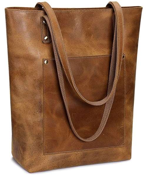 Women Genuine Leather Shoulder Tote Bag Purse Large Handbag - Carries up to 14 Inch Laptop