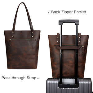 Women Genuine Leather Shoulder Tote Bag Purse Large Handbag - Carries up to 14 Inch Laptop