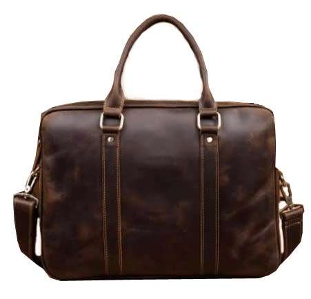 15 Inch Full Grain Leather Briefcase, Messenger Bag, Fits Mac book, Laptop - BLACK COLOUR