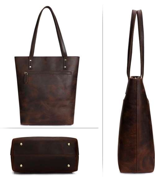 Women Genuine Leather Shoulder Tote Bag Purse Large Handbag - Carries up to 14 Inch Laptop