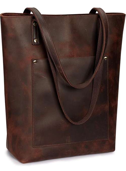 Women Genuine Leather Shoulder Tote Bag Purse Large Handbag - Carries up to 14 Inch Laptop