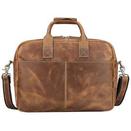 15 Inch Full Grain Leather Briefcase, Messenger Bag, Fits Mac book, Laptop, iPad, Mobile Phone