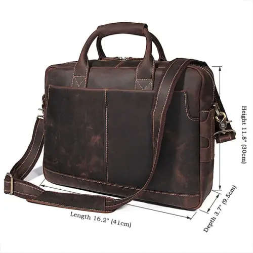 15 Inch Full Grain Leather Briefcase, Messenger Bag, Fits Mac book, Laptop, iPad, Mobile Phone