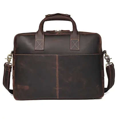 15 Inch Full Grain Leather Briefcase, Messenger Bag, Fits Mac book, Laptop, iPad, Mobile Phone