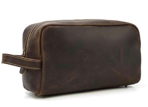 Stylish Full Grain Leather Accessory Bag | Toiletry Bag  -  keeping those must-have items organized