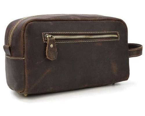 Stylish Full Grain Leather Accessory Bag | Toiletry Bag  -  keeping those must-have items organized