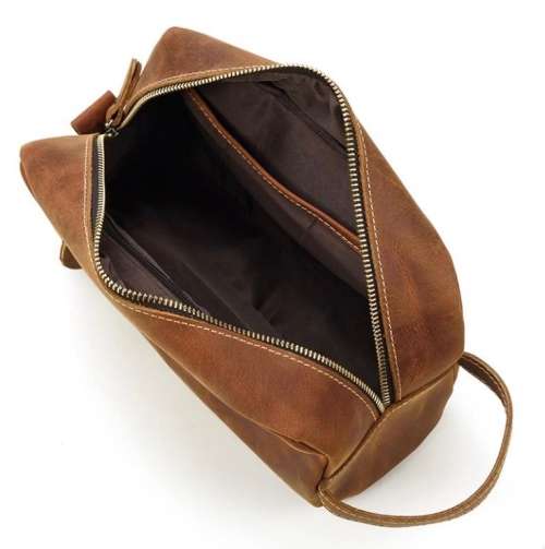 Stylish Full Grain Leather Accessory Bag | Toiletry Bag  -  keeping those must-have items organized