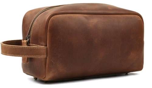 Stylish Full Grain Leather Accessory Bag | Toiletry Bag  -  keeping those must-have items organized