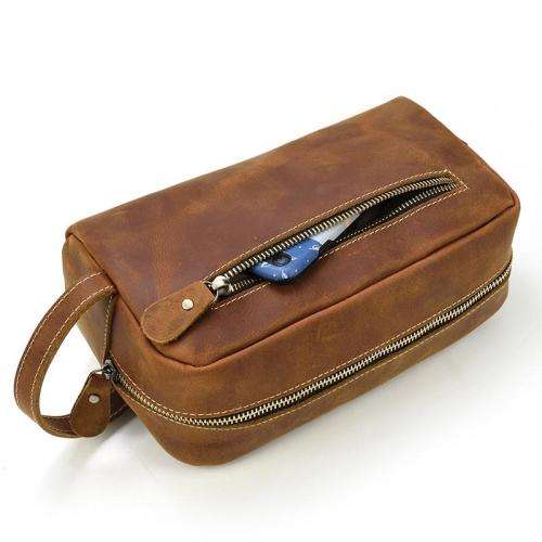 Stylish Full Grain Leather Accessory Bag | Toiletry Bag  -  keeping those must-have items organized