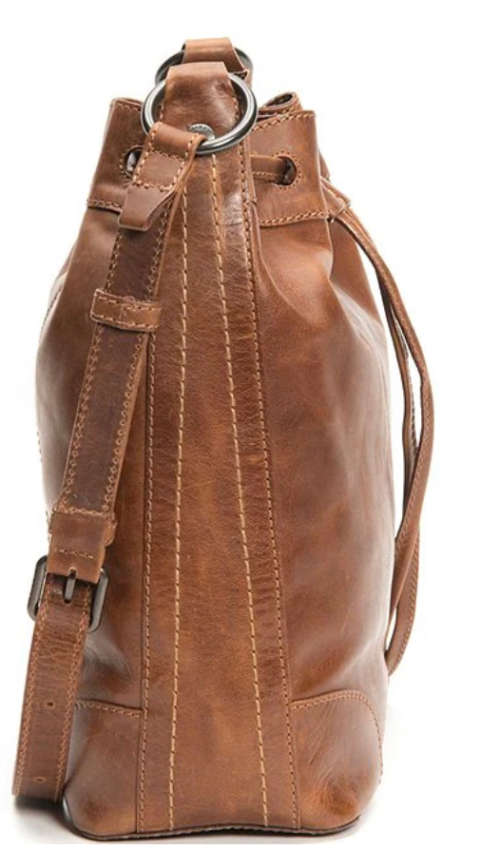 Full Grain Leather Drawstring Bucket Handbag
