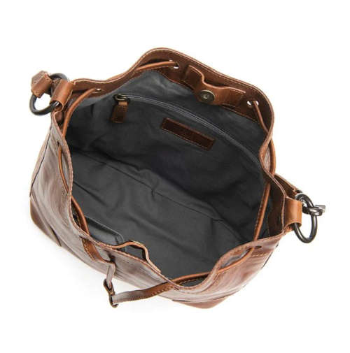 Full Grain Leather Drawstring Bucket Handbag