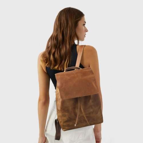 Full Grain Leather Backpack, Handbag, Laptop Bag -  Toffee Colour