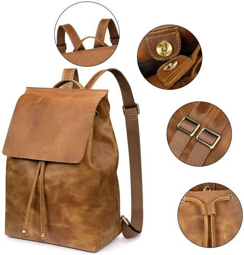 Full Grain Leather Backpack, Handbag, Laptop Bag -  Toffee Colour