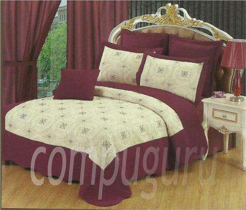Queen Size Embroidered Bedspread - 10 Piece Set - @R1