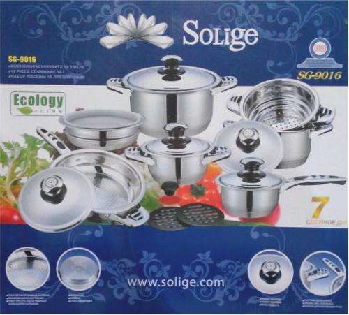 Germany High Quality Solige 16pcs Cookware set - 18/10 Stainless Steel -**Worth R6600**