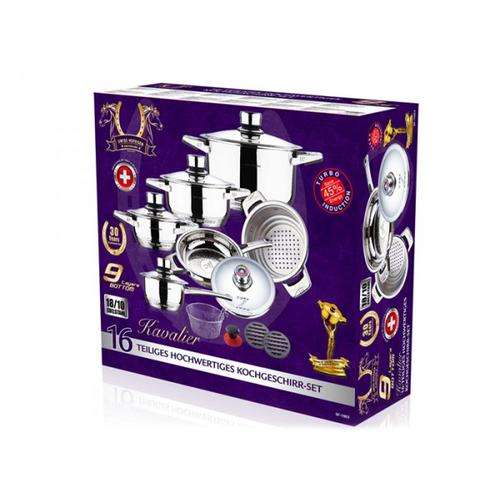 **Swiss Hufeisen** 16 pcs Mushroom Edge Stainless Steel Cookware Set - @ R1