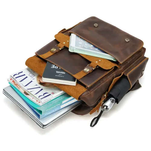 15.6 Inch Backpack Computer Bag - Full Grain Leather Travel  Daypack  Satchel, Laptop Bag