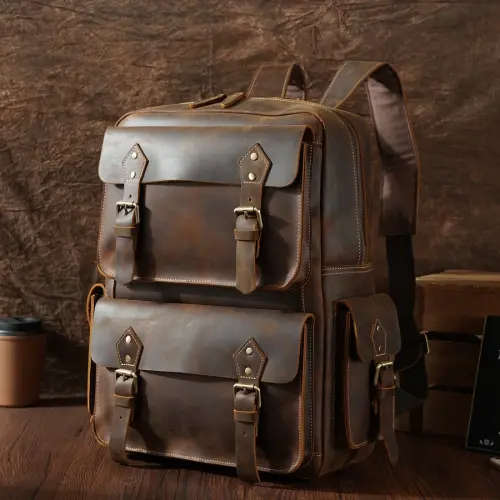 15.6 Inch Backpack Computer Bag - Full Grain Leather Travel  Daypack  Satchel, Laptop Bag