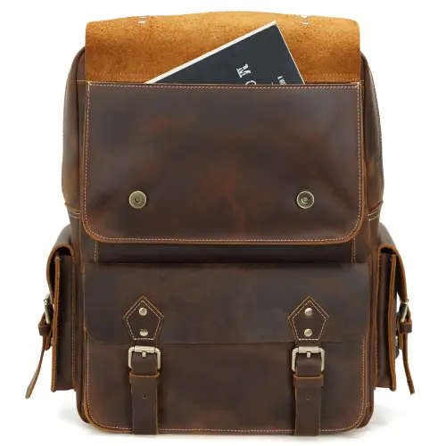 15.6 Inch Backpack Computer Bag - Full Grain Leather Travel  Daypack  Satchel, Laptop Bag