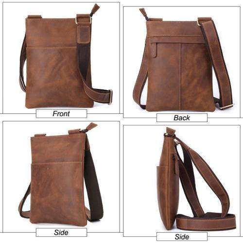 Full Grain Leather Minimalist Crossbody Bag - Fits A4 Books and Most Tablets and iPads