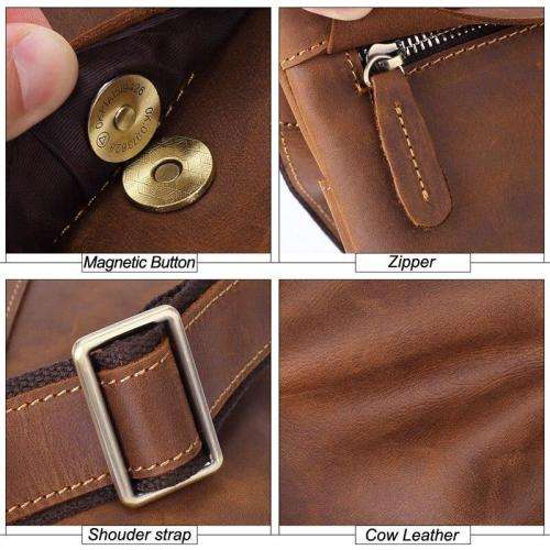 Full Grain Leather Minimalist Crossbody Bag - Fits A4 Books and Most Tablets and iPads