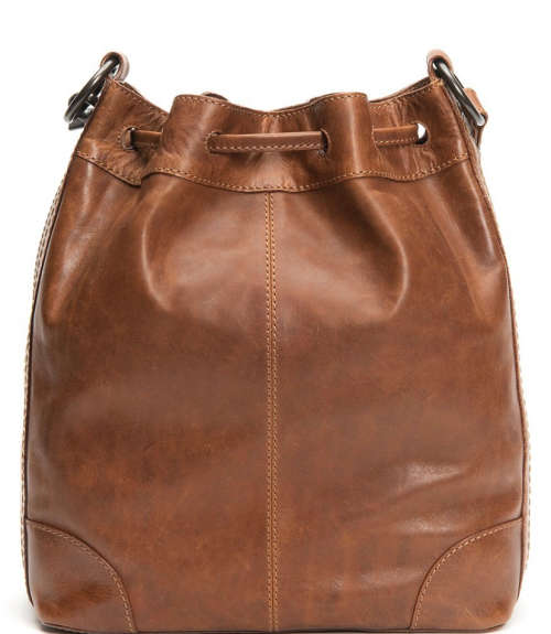 Full Grain Leather Drawstring Bucket Handbag