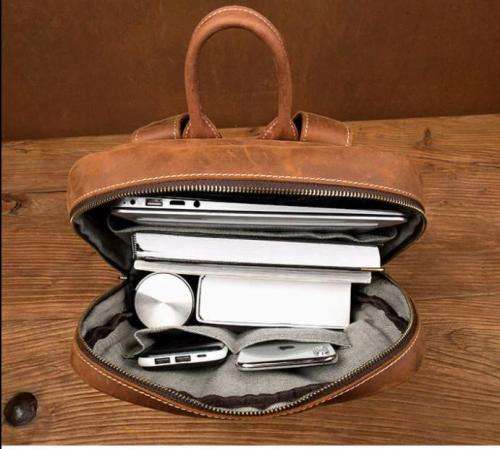 Full Grain Leather Backpack, Handbag, Laptop Bag -  Toffee Colour