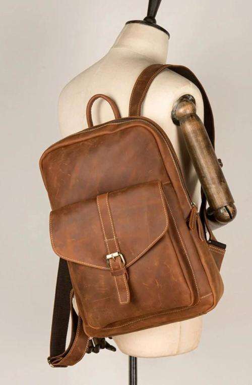 Full Grain Leather Backpack, Handbag, Laptop Bag -  Toffee Colour