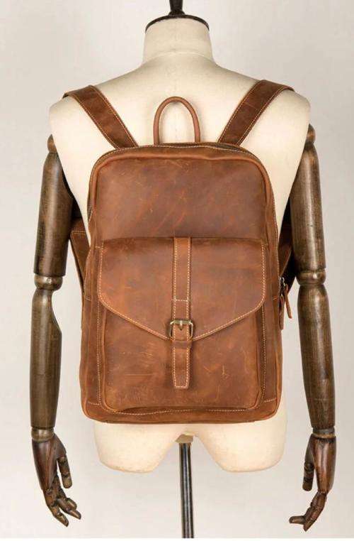 Full Grain Leather Backpack, Handbag, Laptop Bag -  Toffee Colour