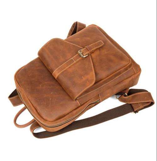 Full Grain Leather Backpack, Handbag, Laptop Bag -  Toffee Colour