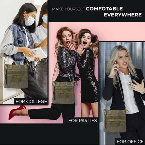 100% Full Grain Leather Cross Body Sling Handbag for Women