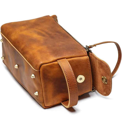 Premium Full Grain Leather Toiletry Bag - Unisex Cosmetic and Makeup Organizer