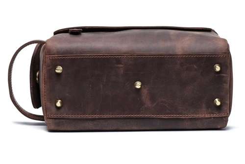 Premium Full Grain Leather Toiletry Bag - Unisex Cosmetic and Makeup Organizer