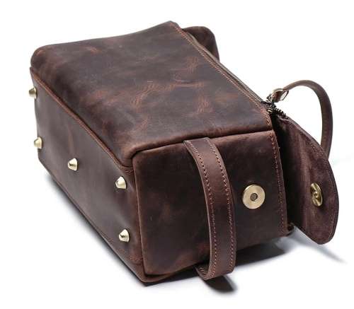 Premium Full Grain Leather Toiletry Bag - Unisex Cosmetic and Makeup Organizer