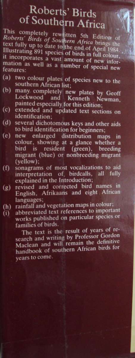 Roberts' Birds of Southern Africa -  Gordon Lindsay Maclean