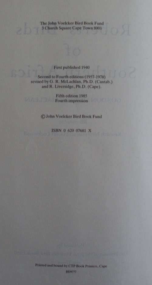 Roberts' Birds of Southern Africa -  Gordon Lindsay Maclean