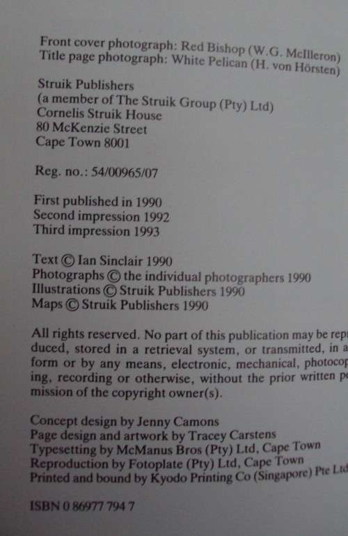 Southern African Birds-  A Photographic Guide: Ian Sinclair