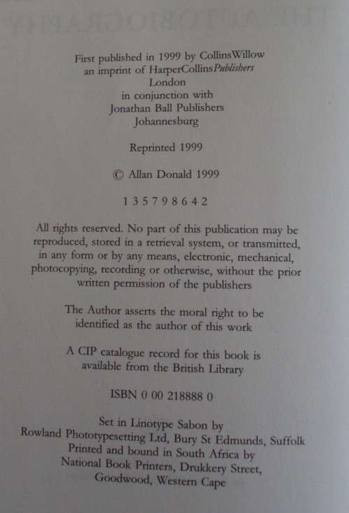 Allan Donald - White Lightning - The Autobioraphy